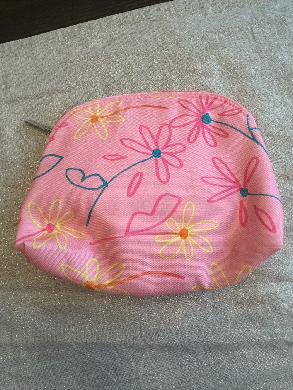 Clinique x Drawbertson Pink Floral Makeup Bag Cosmetic Pouch Travel Case